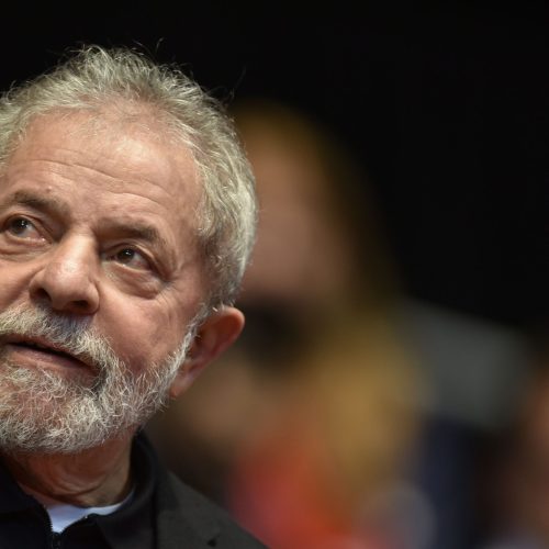 Brazilian former president (2003-2011) Luiz Inacio Lula Da Silva participates in the 12th Congress of the Brazilian Workers Union (CUT) in Belo Horizonte, Brazil, on August 28, 2015. AFP PHOTO / Douglas MAGNO        (Photo credit should read Douglas Magno/AFP/Getty Images)